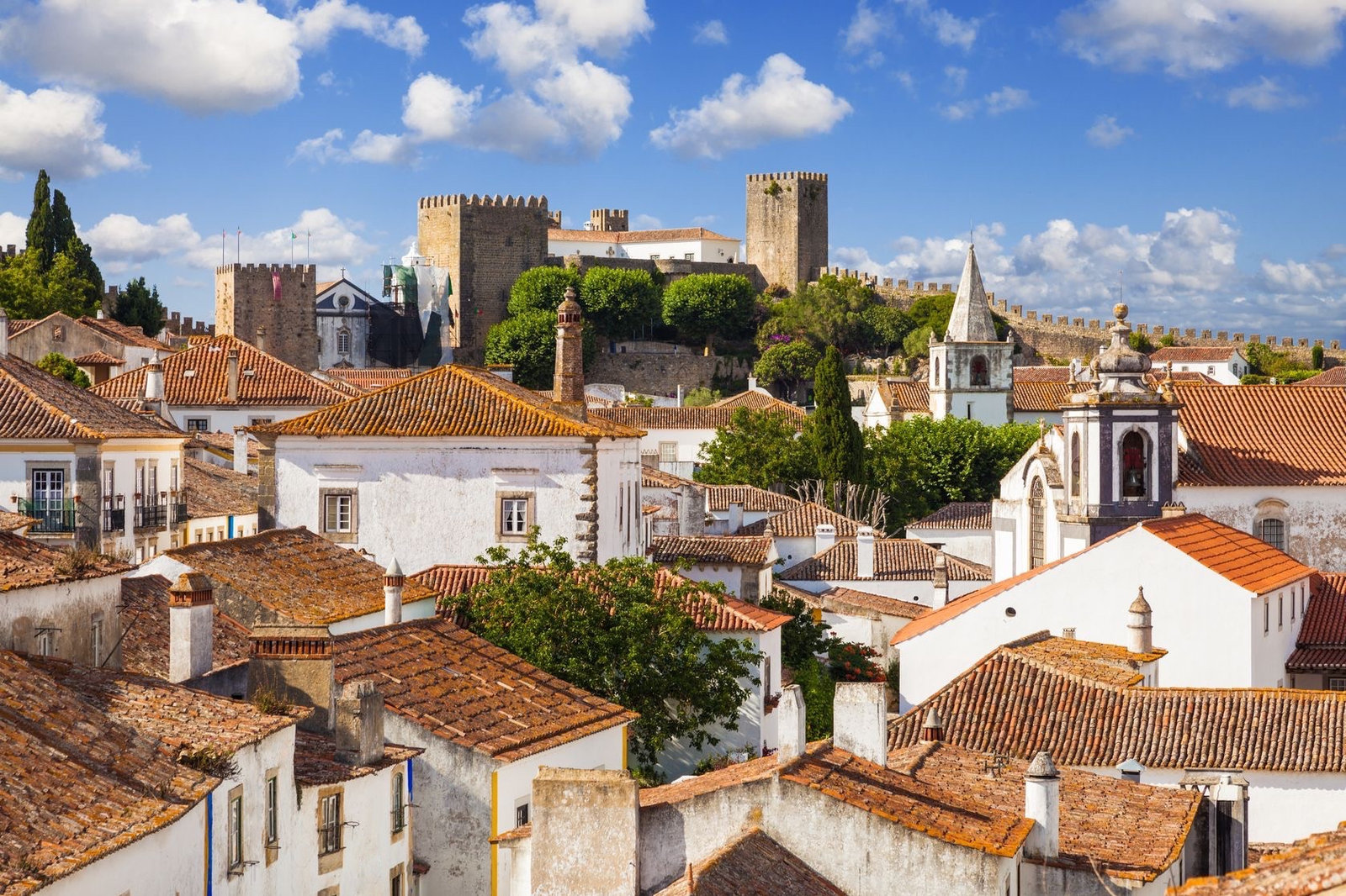 Castelo e telhados da vila medieval de Óbidos